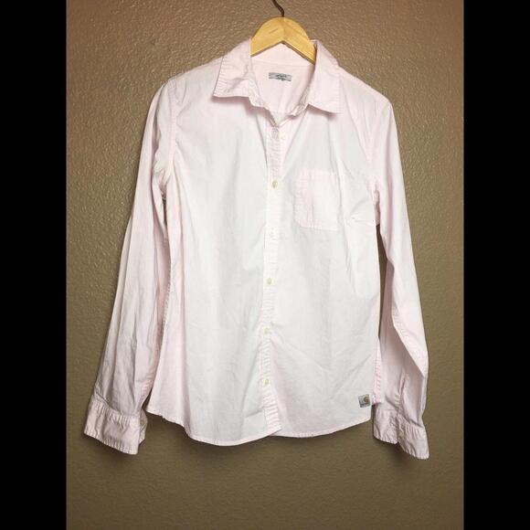 Carhartt Womens Button Front Shirt Long Sleeve Pink - Picture 2 of 5